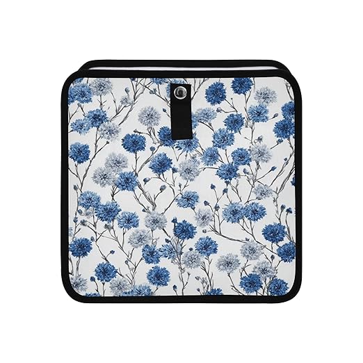 Car Trash Can Organizer Bin with Adjustable Strap for Back Front Seat Console Waterproof Leakproof Collapsible Portable 8.66 Inch Chinese Blue White Cornflower
