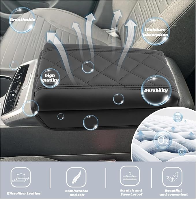 SHAOHAO for 2024 2025 Hyundai Santa Cruz Car Armrest Cover for 2022-2024 2025 Hyundai Santa Cruz Accessories SE/SEL/Night/SEL Premium/Limited Center Console Cover Elbow Arm Rest Thicken Protector Pad