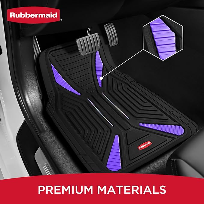 Rubbermaid Car Mat Full Set, Universal Trim-to-Fit Heavy-Duty Car Floor Mats – 4-Piece Set for All Weather Protection – Durable Rubber Mat for Cars, Trucks, SUVs & Vans-Purple