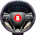 3PCS Universal Car Steering Wheel Cover - Warm Winter 38cm Round Glossy Laser Carbon Fiber fit for Interior Accessories(3PCS Purple)