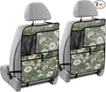 2 Pack Back Seat Car Organizer with Storage Pockets Kick Mats Back Seat Protector Hanging Car Organizer Automotive Seat Back Cover Organizers Summer Daisy Butterfly Green