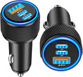 USB C Car Charger for iPhone 17, 2Pack BAOYUANDA 67W 3-Port USB-C & USB-A Fast Car Charger Cigarette Lighter Fast Charging for iPhone 17/16/15/14/13/12/Pro Max, iPad Pro, Galaxy, Google Pixel, Android