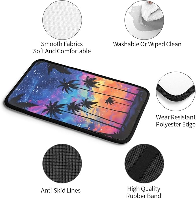 Universal Car Center Console Cushion Pad, Coconut Trees Night Sky Soft Waterproof Car Center Console Cover Auto Armrest Seat Box Cover Protector for Most Vehicle SUV Truck Car