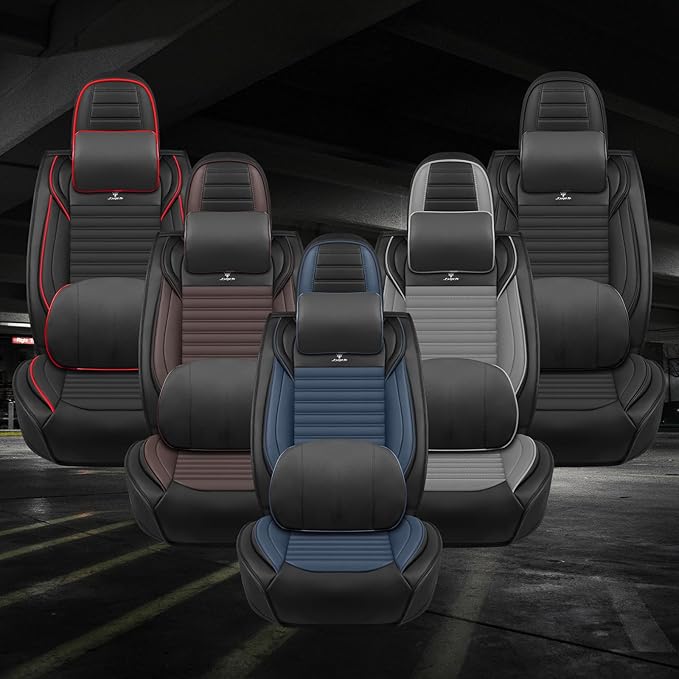 ARTIBY Seat Covers Full Set Custom Fit for Mitsubishi Outlander 2004-2025, Deluxe Waterproof Car Seat Cover, Breathable and Comfortable Leather Cushion Cover, Auto Interior Accessories (Black Blue)
