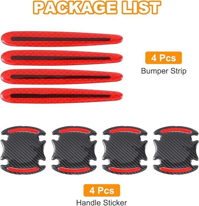PATIKIL Car Door Handle Sticker, 8Pcs Carbon Fiber Anti-Scratches Vehicle Door Cup Protector Auto Door Handle Protective Film for Cars Trucks RV SUV, Red
