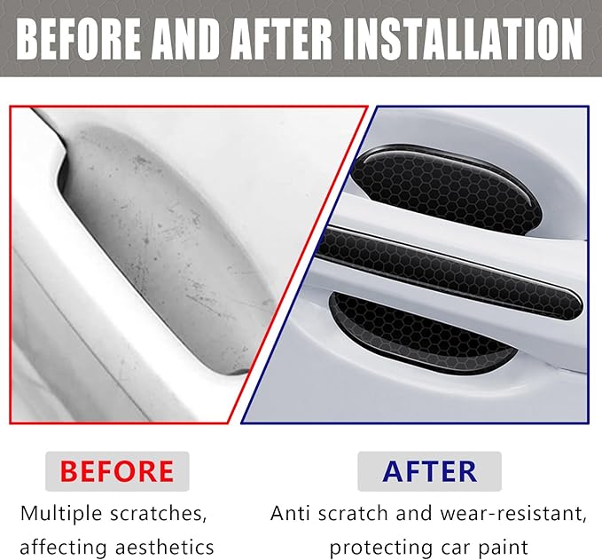 8Pcs Car Door Handle Bowl Sticker, Reflective Car Door Handle Paint Scratch Protector, Self-Adhesive Scratch Collision Protection Guard, Auto Exterior Decor Universal for SUV Truck RV (Black)