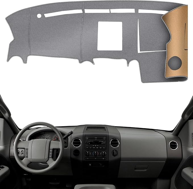 KEYOOG Dashboard Cover Dash Mat Fit for 2008-2004 Fo-rd F-150 (for Left Hand Drive),Car Dash Board Mat Anti-Glare Carpet,Non-Slip Pad Sunshield Protector (Grey)