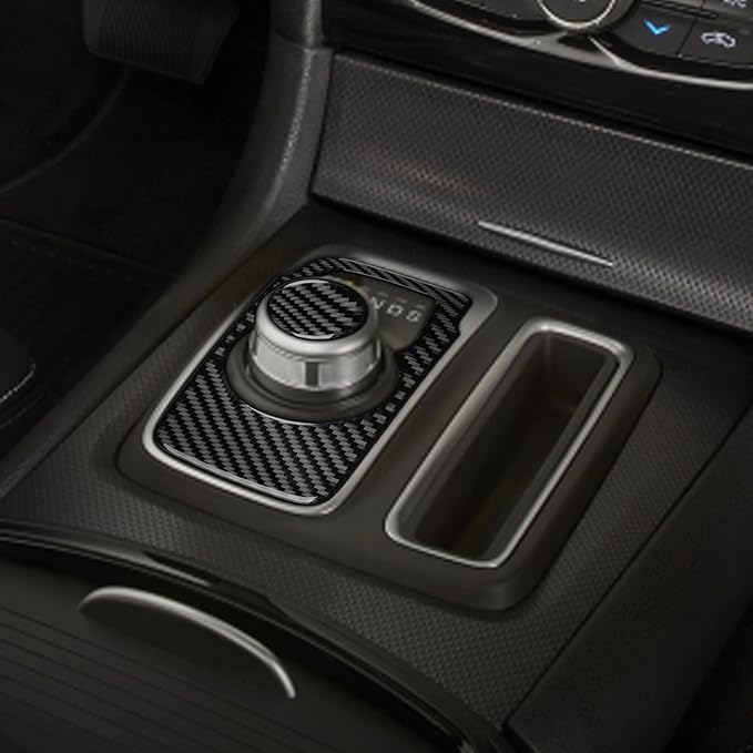 NVCNX Real Premium Carbon Fiber for Chrysler 300 Accessories 2015-2023 2016 2017 2018 2019 2020 2021 2022 S/C/Limited/Touring Center Console Rotary Gear Shift Selector Cover Interior Trim Sticker 2PCs