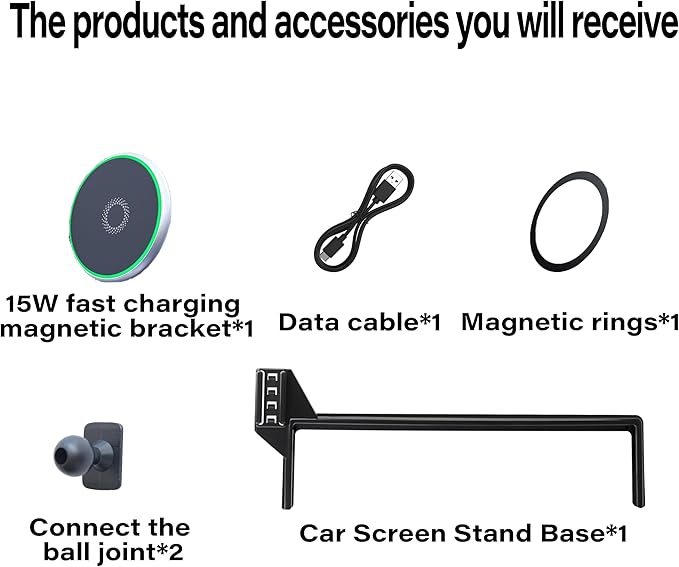 Wireless Charger Car Phone Holder for 2023 2024 2025 Land Rover Range Rover/Sport Accessories Apply to 13.1 Inch Screen Fixed Clip, 360° Rotation Cell Phone Mount with Magsafe