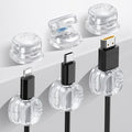 AhaStyle Spring Cable Organizer [1s Lock] 6 Pack Cord Cable Holders Clips Strong Adhesive Cable Cord Keeper [Smooth Adjustable] Hide Wire Cord Organizer for Nightstand Kitchen Car Office (Transparent)