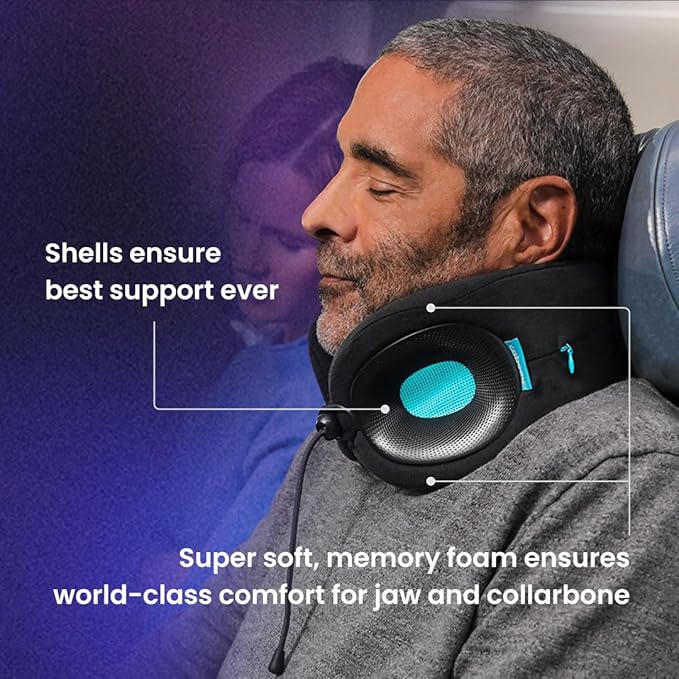 Cabeau Travel Essential Neck Pillow - Fits Most Neck Sizes (11-21 inches) - Evolution X Three Ways to Adjust for Ultimate Comfort on Long Flights (Diamond)