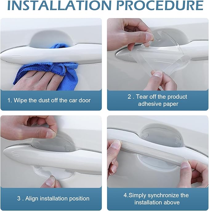 8PCS Car Door Handle Protector, Transparent Handle Bowl Scratch Protector, Car Door Cup Waterproof Anti-Scratches Sticker, Universal for Sedan, SUV