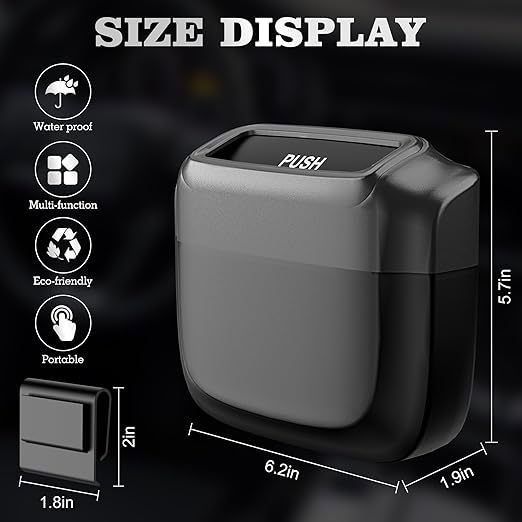 2 Packs Car Trash Can with Lid，Built-in Storage Garbage Bag，Leakproof Vehicle Trash，Car Accessories for Interior,Mini Garbage Bin for Automotive, Office, Kitchen,Bedroom，with 60pcs Trash Bags
