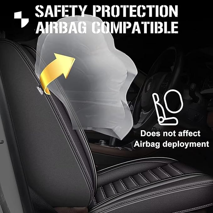 TTX LIGHTING Car Seat Covers Fit for Dodge Dart 2013-2016 Seat Covers Full Set 5 Seats Waterproof Faux Leather Car Seat Cushion Protector Compatible Airbag(Black)
