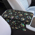 Dreaweet Tie Dye Dog Paw Center Console Cover Thick Car Armrest Cushion with Storage Bag Soft Comfortable Arm Rest for Car Center Console Universal Fit SUV Truck Sedan