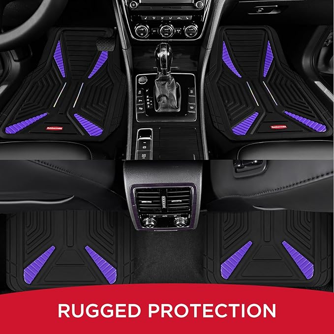 Rubbermaid Car Mat Full Set, Universal Trim-to-Fit Heavy-Duty Car Floor Mats – 4-Piece Set for All Weather Protection – Durable Rubber Mat for Cars, Trucks, SUVs & Vans-Purple