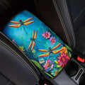 Dreaweet Dragonfly and Flower Print Car Center Console Armrest Cover Pad Soft Universal Center Console Armrest Cover Protector for Vehicle SUV Trucks Sedan Cute Car Accessories for Women Girly