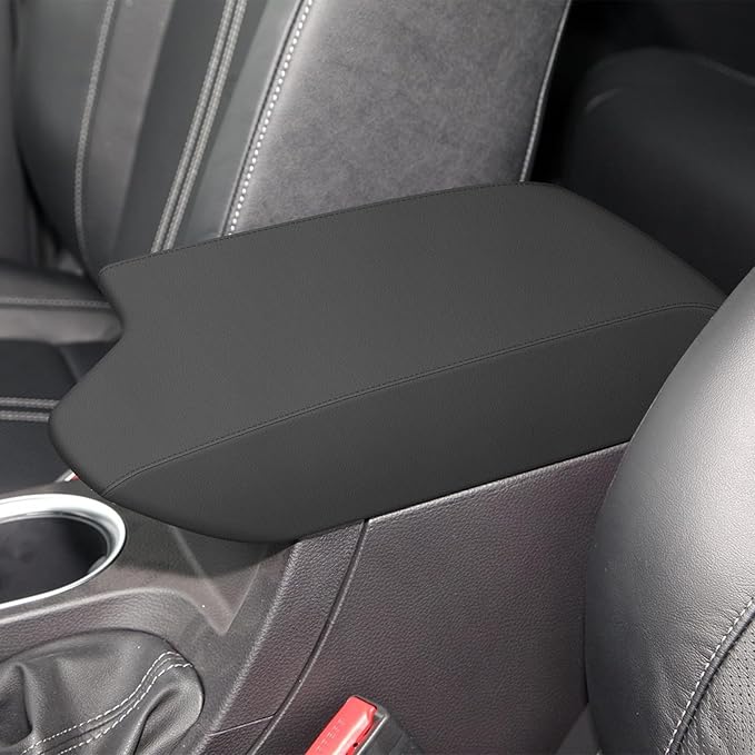 AOMSAZTO Console Covers for 2015-2023 Ford Everest Armrest Covers Leather Black