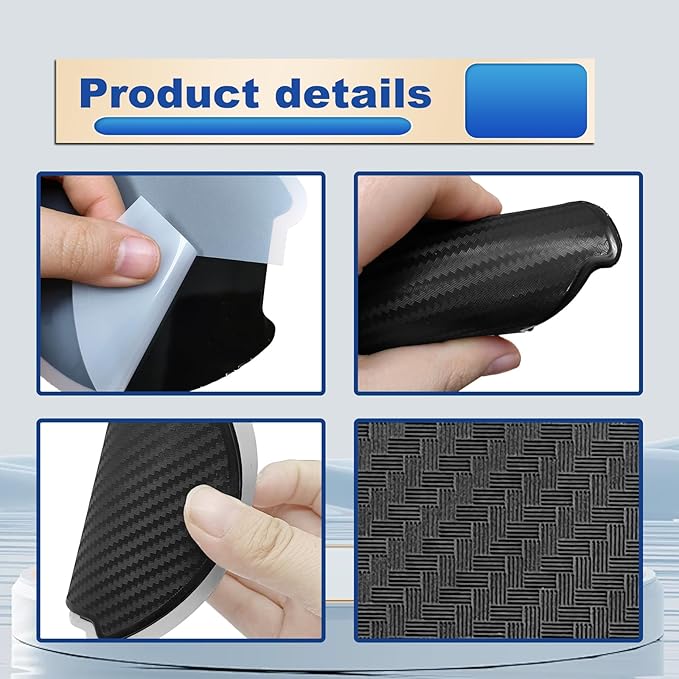 4PCS Car Door Handle Scratch Protector, Universal 3D Carbon Fiber Texture Anti-Scratch Doors Handle Paint Protection Film Cover Accessories for Most Vehicles (Large)