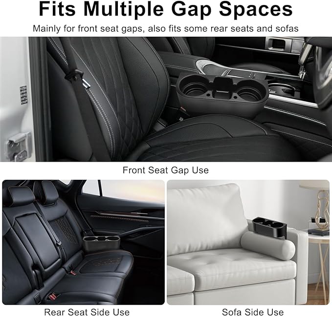 EEEKit Car Cup Holder, Car Seat Seam Wedge Cup Holder, Cell Phone Storage Organizer, Multifunction Glove Box Organizer