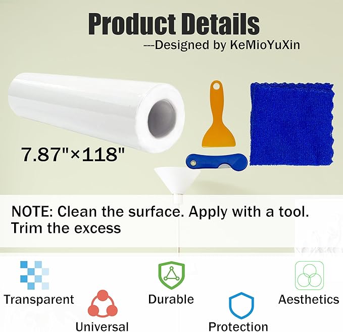 Car Door Protector - Universal Edge Guards Clear Protective Film Tape for Vehicle Interior Door Sill Protector De Puertas De Carro from Dog Scratching, Dirty Shoes, 7.87inch*10ft, Transparent