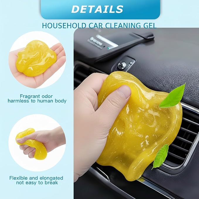Car Cleaning Gel,Reusable Car Cleaning Putty for Interior Detailing, Car Cleaning Supplies, Auto Detailing Tools, Car Slime for Dust Removal, Car Accessories Interior, Car Cleaning Kit(Yellow, 5.0 OZ)