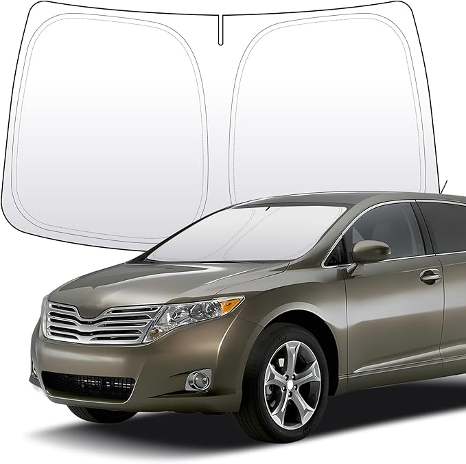 Thickened 2-Layer Front Windshield Sun Shade Compatible for Toyota Venza AV10 2008, Foldable Custom Fit Sunshade Blocks 99% Heat, Keeps Car Interior Cool (for Venza AV10 2008)