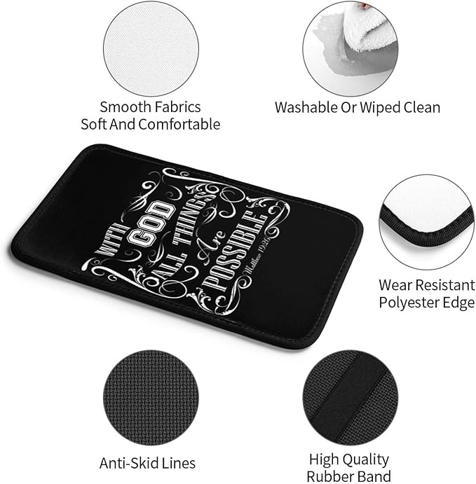 Christian Faith Jesus-With God All Things Are Possible Car Armrest Pad Center Console Cushion Cover Universal Fit Decorative Auto Accessories Handrail Box Lid Protector Soft Comfort For Most Car