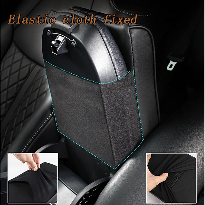 BODLYL Car Center Console Cover, Memory Foam Car Armrest Cover, Black Arm Rest Covering Car, Middle Organizer Elbow Pillow, Leather armrest Cover for Car/SUV/Truck/Auto (No.2 Black)