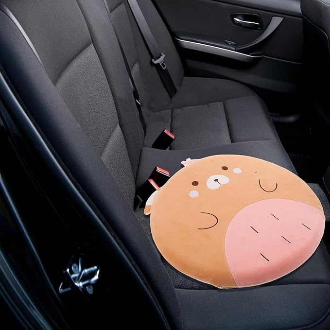 Luxshiny Memory Foam Car Seat Cushion and Office Chair Cushion, Small Bear Design, Vehicle and Desk Seat Pad for Drivers and Home Use, Lumbar Support for Comfort and Posture