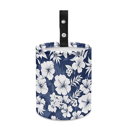 Brosoneto Hanging Portable Car Hibiscus Flower Multipurpose Car Accessories Interior Universal Collapsible Back Seat, Front Console, Floor, or Hanging Headrest Waste Basket