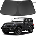 Windshield Sun Shade Custom Fit for 2018-2024 2025 Jeep Wrangler JL & 2/4 Door 4XE &2020-2024 Jeep Gladiator JT Accessories Foldable Sunshade Protect Car from Heat Damage Keep Car Cooler