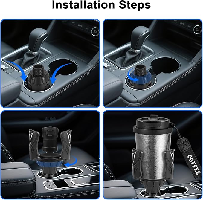 Kincown Car Cup Holder Expander, Large Cup Holder Adapter for Car, Water Bottle Holder Extender, Adjustable Drink Holder for Car Fits Yeti, Hydro Flask 24/32oz, Black