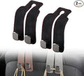 Velocury Car Seat Hooks for Purses and Bags, Foldable Headrest Hooks for Car, Faux Suede Back Seat Organizer for Groceries, Handbags and Accessories (Black, Pack of 2)