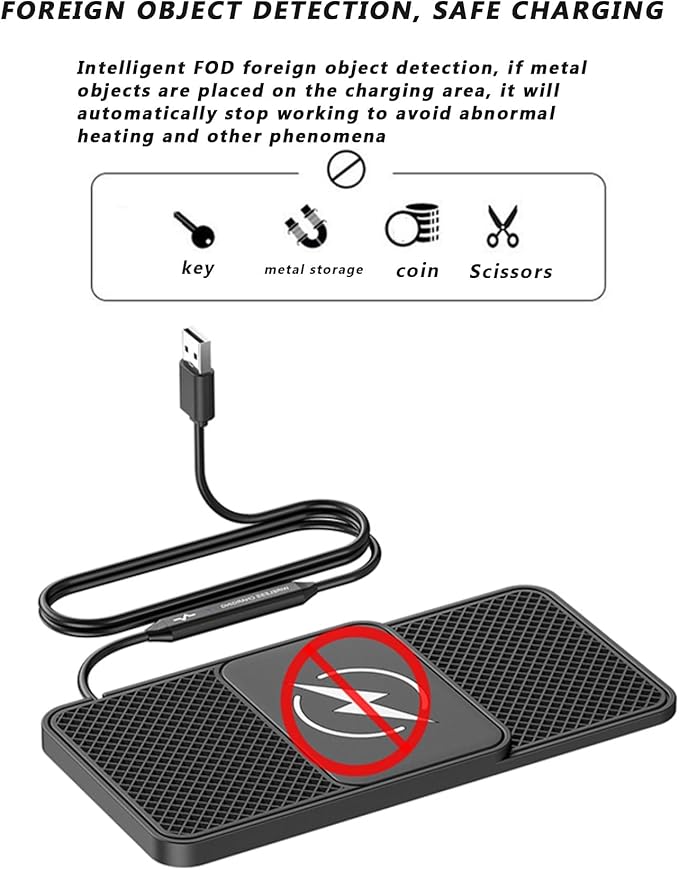 OUTMX Wireless Car Charger Pad for Toyota C-HR Hilux Sienna Urban, 20W Fast Wireless Charger Non-Slip Silicone Car Center Console Phone Charging Mat,A 30cm Cable Type-C Plug-Normal