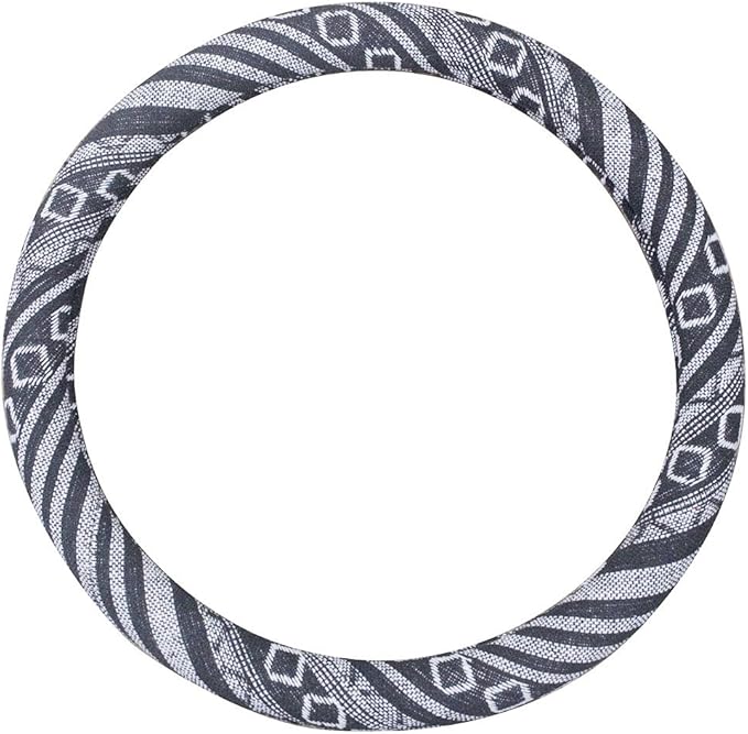 Large Ethnic Style Coarse Flax Cloth Automotive Steering Wheel Cover Anti Slip and Sweat Absorption Auto Car Wrap Cover (15.25''-16'' G)