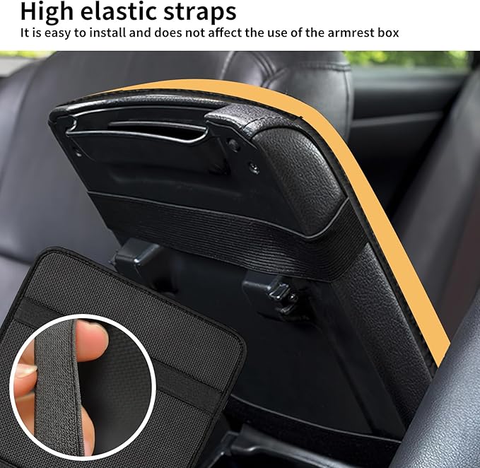 Car Center Console Cover, Universal Soft Large Neoprene Auto Armrest Seat Box Cover, Funny Car Decor Accessories Fit for Most Cars, Vehicles, SUVs Cute Yellow Corgi Dog