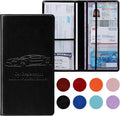 Peisicne Car Registration and Insurance Card Holder for Women Men, Black Glove Box Paperwork Organizer with Magnetic Buckle for Easy Access and Protect Documents and Various Cards in Vehicle
