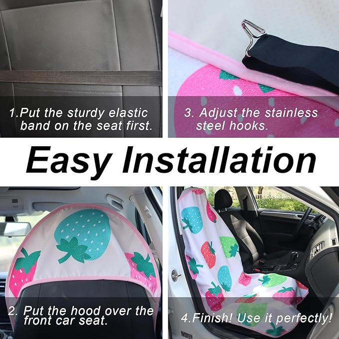 nbnhxnff Sweat Towel Car Seat Cover Protector Front Seats for Gym Workout, Running, Swimming, Beach and Hiking, Waterproof Universal Seat Cover for Car, Trucks, Van & SUV (Strawberry, 1pcs Front Seat)