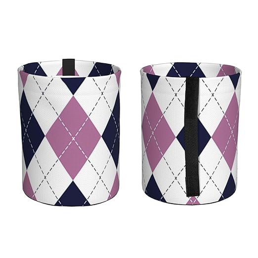 Purple White Argyle Car Trash Can Garbage Cans Foldable,Cute Hanging Car Organizer and Storage Bag Leak Proof, Auto Back Seat Trash Bin Universal for Truck, SUV, Outdoor Travel