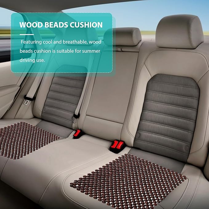 GLEAVI Car Seat Cushion Wood Beads Pad for Driving Comfort - Breathable Square Auto Seat Cushion for Summer Use and Fatigue Relief 17X17 Inches