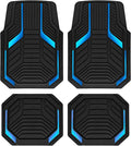 PIC AUTO Heavy Duty Rubber Floor Mats, Blue Aluminum Film Car Mats Set, Front and Rear Car Mats with Anti-Slip Backing, All Weather Protection, Trim-to-Fit for Automotive SUV, Sedan, Van