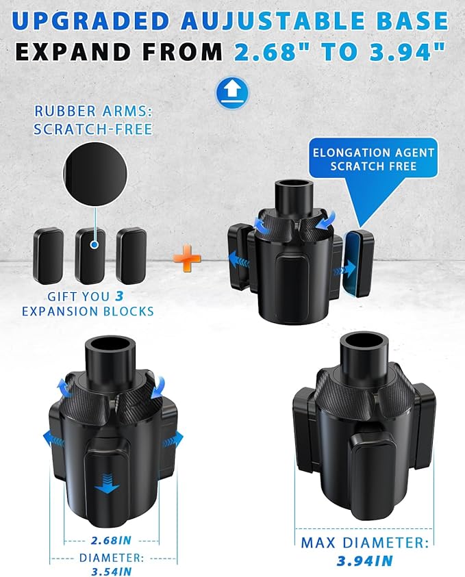IPOW 2Pack Car Cup Holder Expander with Adjustable Holder & Base, Compatible with Yeti Ramblers, Hydro Flasks Most Coffee Mugs Bottles & Cups