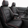 HKZ Fit CRV Car Seat Covers Full Set for Honda CR-V 2012 2013 2014 CRV LX;EX;EX-L Model - Leather (Black with Red Trim)