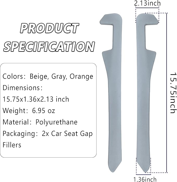 Junecarp Car Seat Gap Filler 2 Pack,Flexible Car Gap Filler Organizer to Impede Items from Dropping,Essential Interior Car Accessories Seat Gap Plug Perfectly Fits Car Gap (Gray)