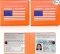Ziciner Car Registration Insurance Holder, 2Pack Essential Auto PVC Card Document Glove Box Organizer with Velcro Closure, Universal Car Accessories for Men & Women (Orange/Blue Flag)