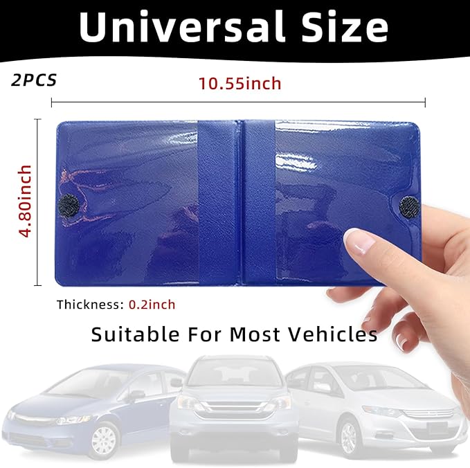 Ziciner Car Registration Insurance Holder, 2Pack Essential Auto Card Document Glove Box Organizer with Touch Fastener, Vehicle Interior Accessories Perfect for Most Car, Truck, SUV (Blue/Big Car)