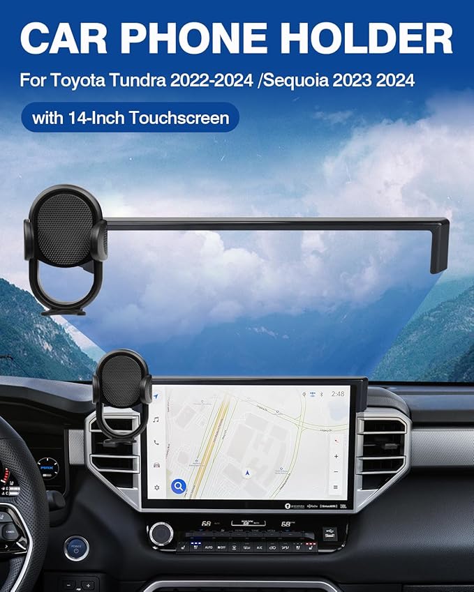 Autorder Car Phone Holder for Toyota Tundra 2022-2026/Sequoia 2023-2026 Accessories Phone Mount 14-Inch Screen Cell Phone Automobile Cradles Hands-Free 360 Degree Rotation