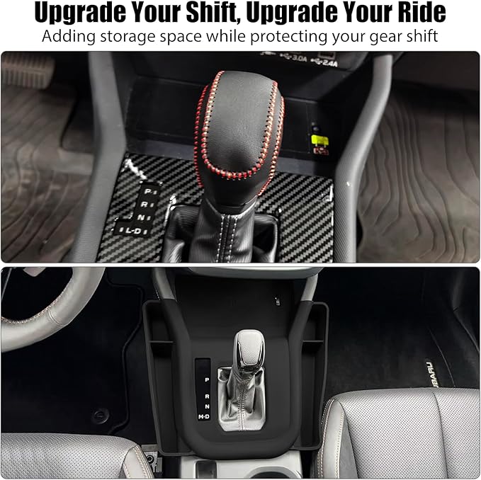 Upgraded 2-Piece Center Console Organizer Set for 2025 2026 Subaru Forester Accessories | Anti-Slip Silicone Storage Tray with Side Pockets + Gear Shift Knob Cover Protector