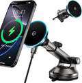 for Mag-Safe Car Mount Charger Dash Vent Windshield Wireless Car Charger with LED Light, Strong Magnetic Phone Holder for Car for iPhone 17 16 15 14 13 12 Series(Cyan)